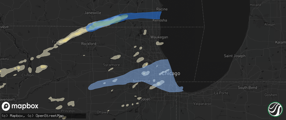 Hail map in Hoffman Estates, IL on July 3, 2026