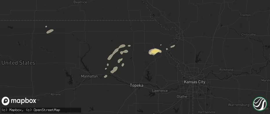 Hail map in Holton, KS on July 3, 2026