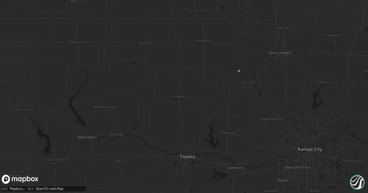 Hail map in Holton, KS on July 3, 2026