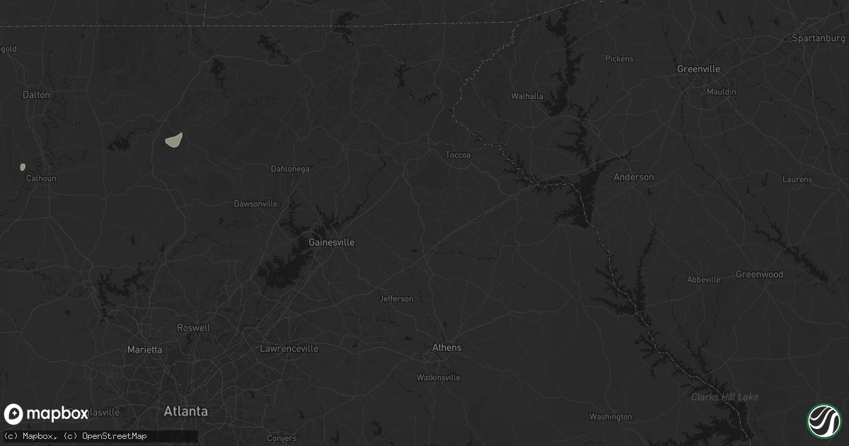 Hail map in Homer, GA on July 3, 2026