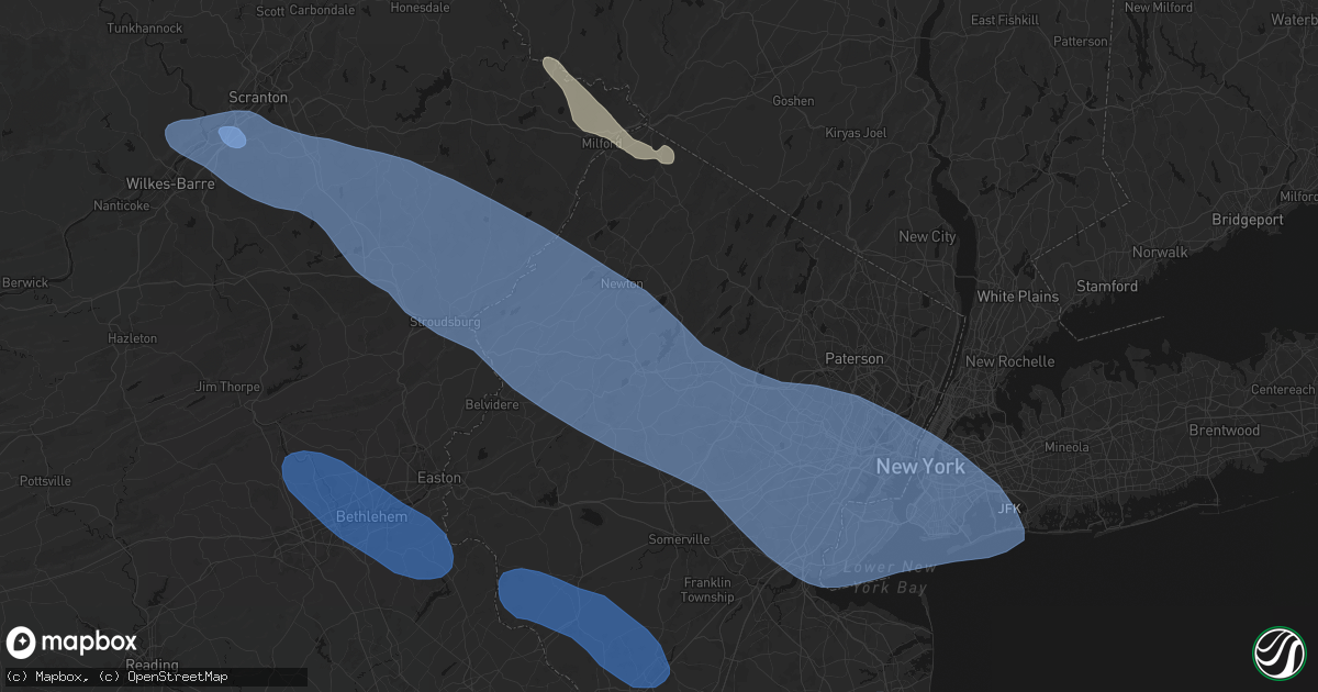 Hail map in Hopatcong, NJ on July 3, 2026