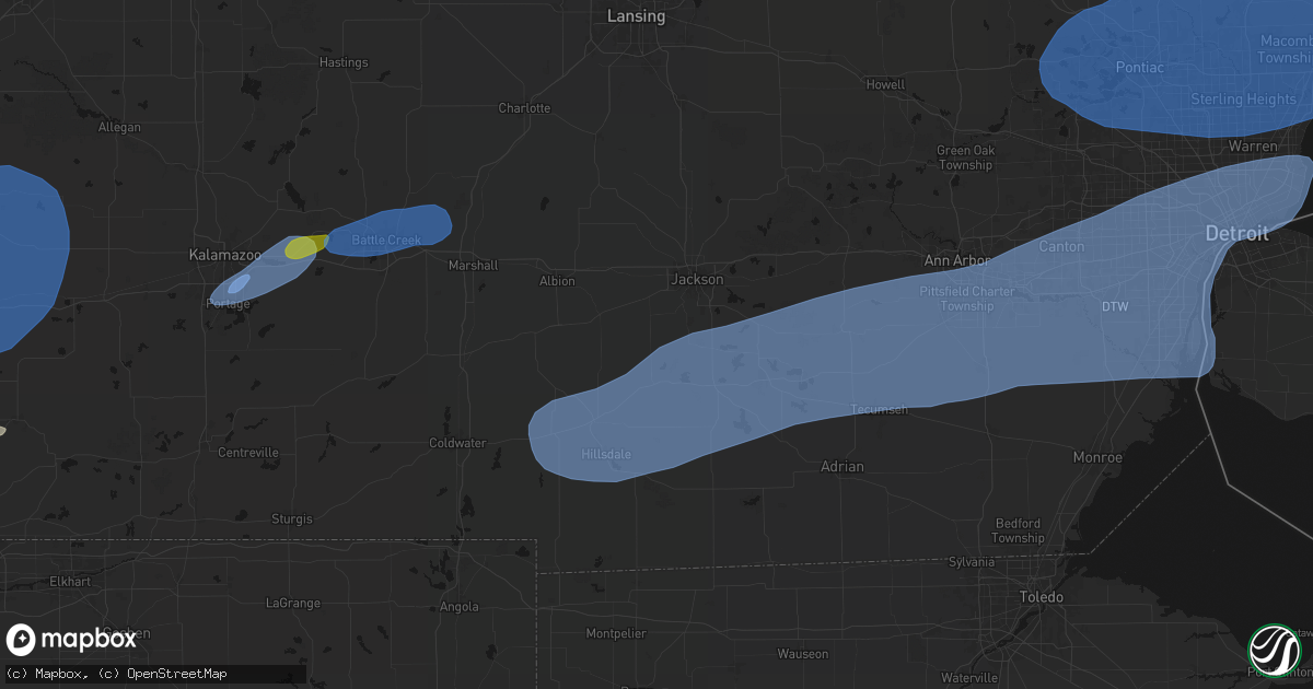 Hail map in Horton, MI on July 3, 2026