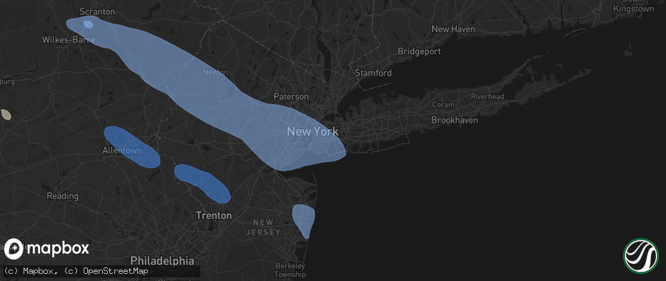 Hail map in Howard Beach, NY on July 3, 2026