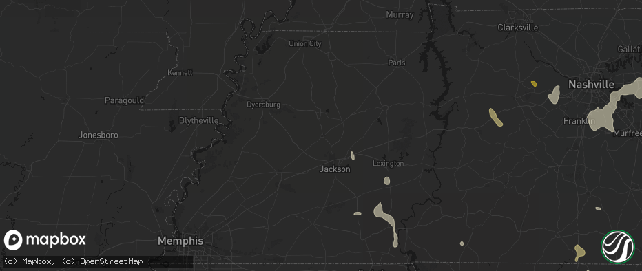 Hail map in Humboldt, TN on July 3, 2026