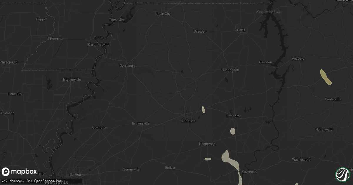 Hail map in Humboldt, TN on July 3, 2026