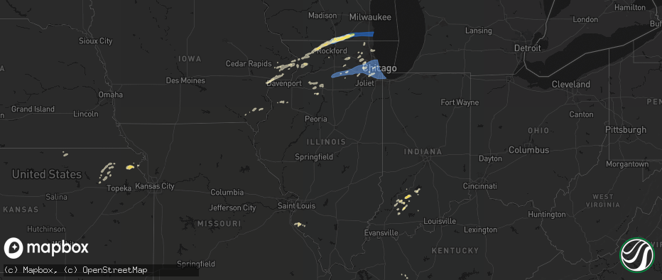 Hail map in Illinois on July 3, 2026