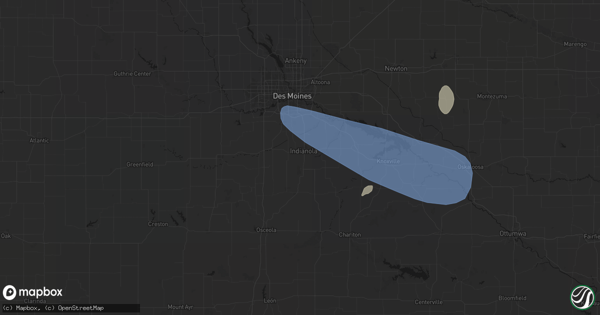 Hail map in Indianola, IA on July 3, 2026