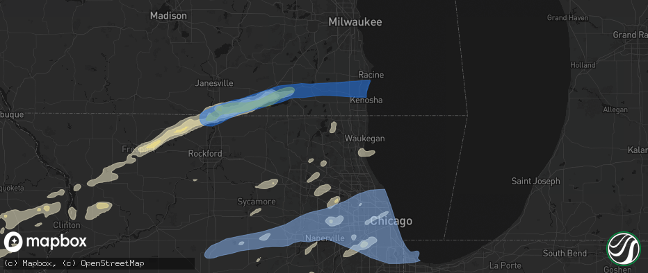Hail map in Ingleside, IL on July 3, 2026