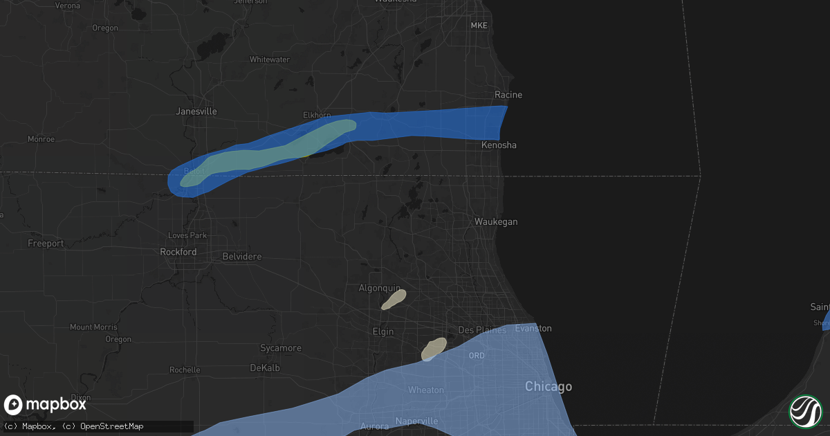 Hail map in Ingleside, IL on July 3, 2026