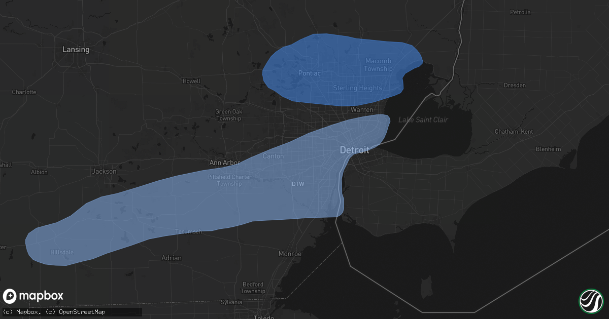Hail map in Inkster, MI on July 3, 2026