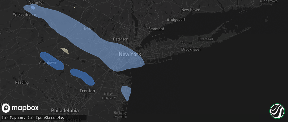 Hail map in Inwood, NY on July 3, 2026