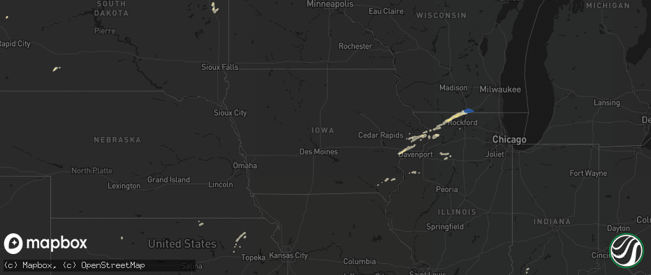 Hail map in Iowa on July 3, 2026