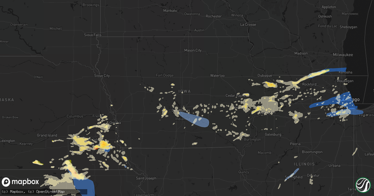 Hail map in Iowa on July 3, 2026