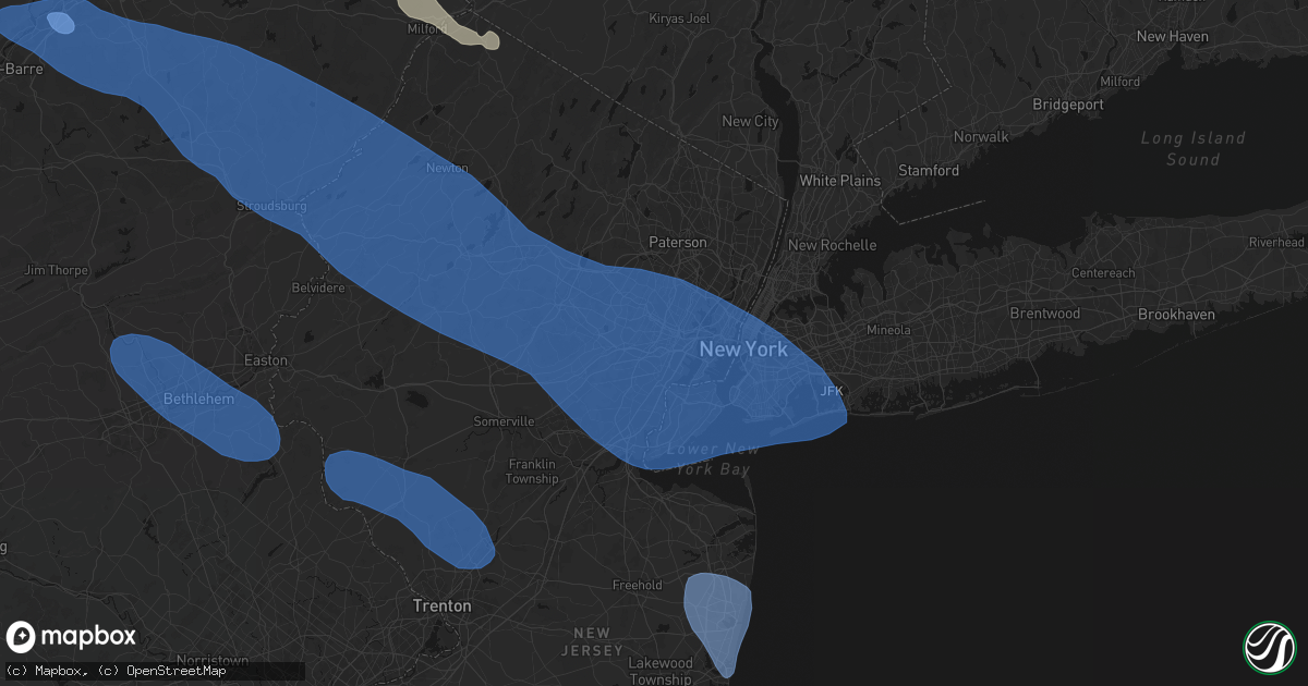 Hail map in Irvington, NJ on July 3, 2026