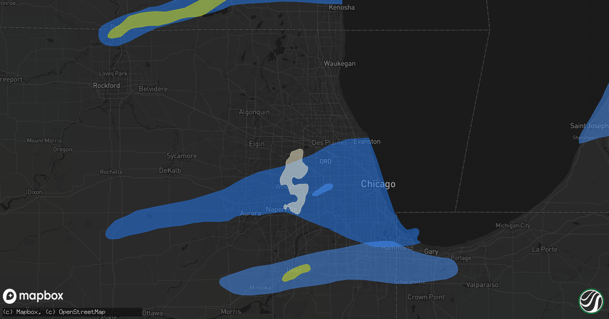 Hail map in Itasca, IL on July 3, 2026