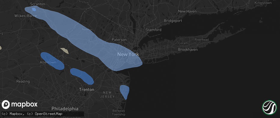 Hail map in Jamaica, NY on July 3, 2026