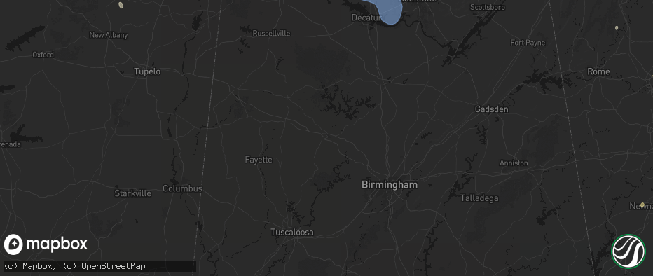 Hail map in Jasper, AL on July 3, 2026