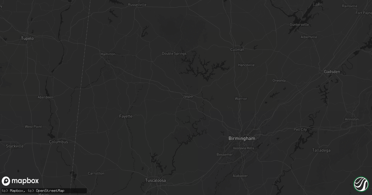 Hail map in Jasper, AL on July 3, 2026