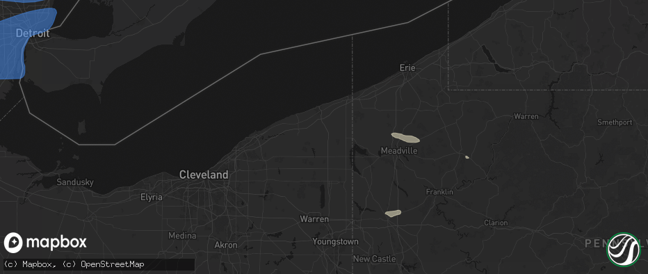 Hail map in Jefferson, OH on July 3, 2026