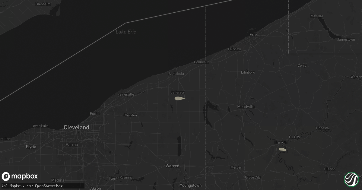 Hail map in Jefferson, OH on July 3, 2026