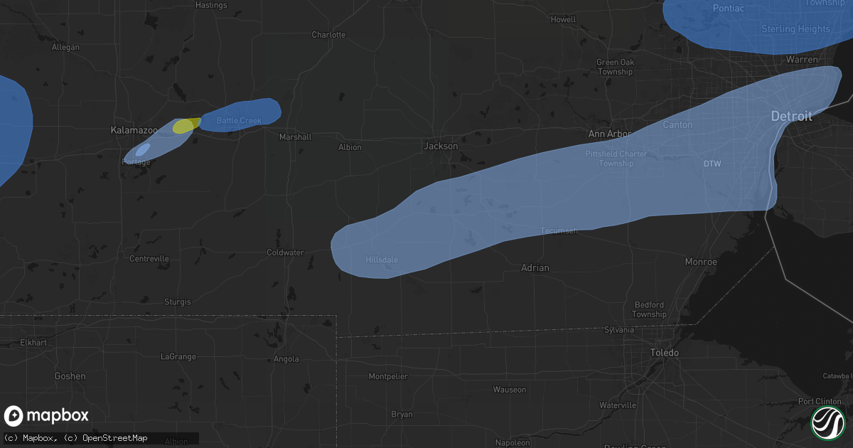 Hail map in Jerome, MI on July 3, 2026