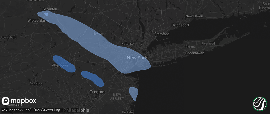 Hail map in Jersey City, NJ on July 3, 2026