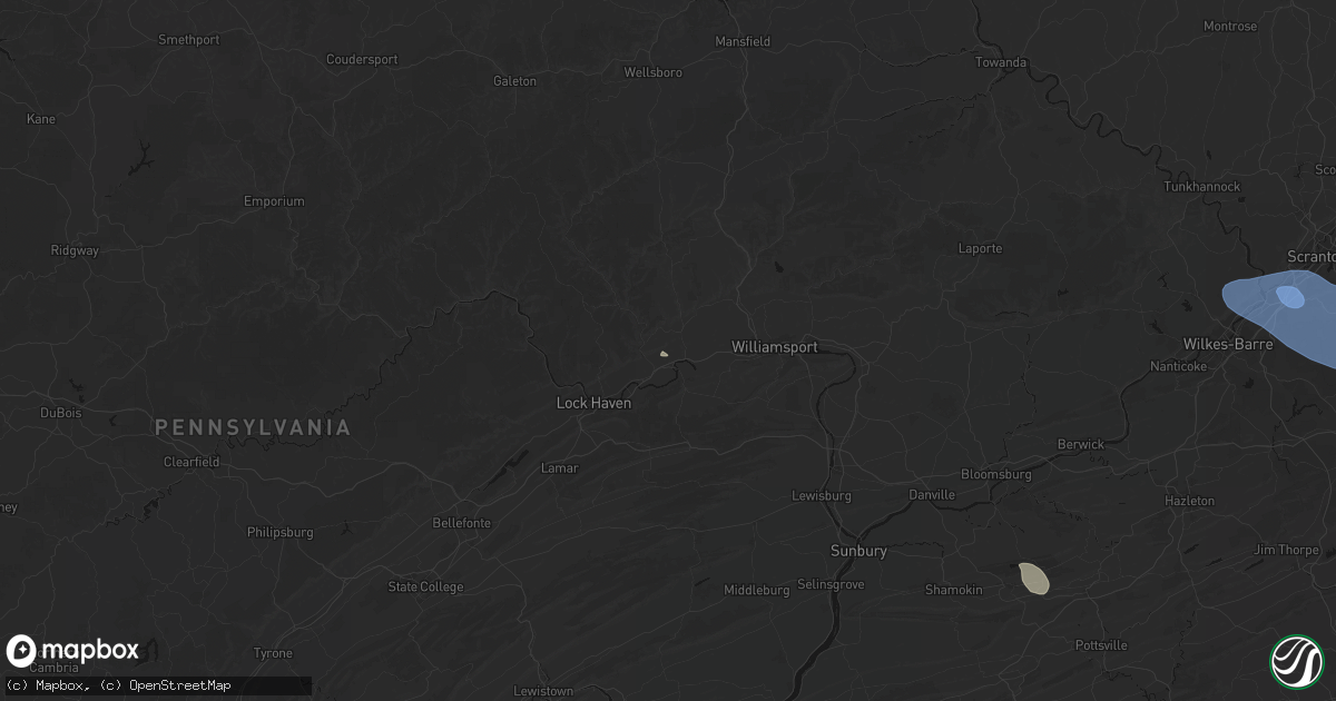 Hail map in Jersey Shore, PA on July 3, 2026