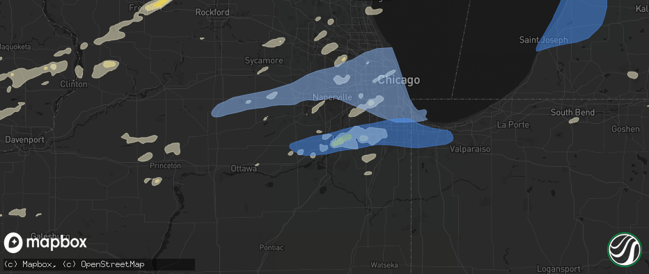Hail map in Joliet, IL on July 3, 2026