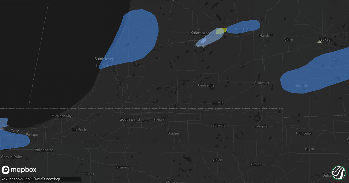 Hail map in Jones, MI on July 3, 2026