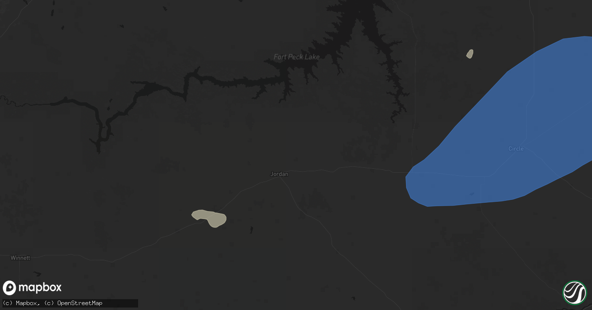 Hail map in Jordan, MT on July 3, 2026