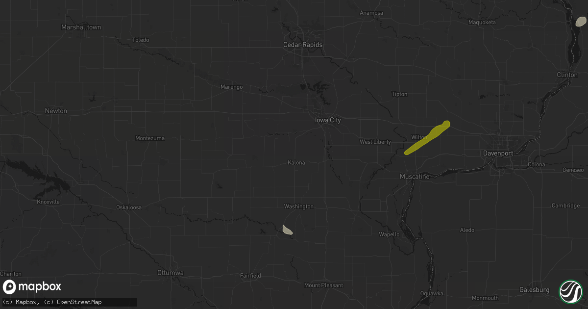 Hail map in Kalona, IA on July 3, 2026