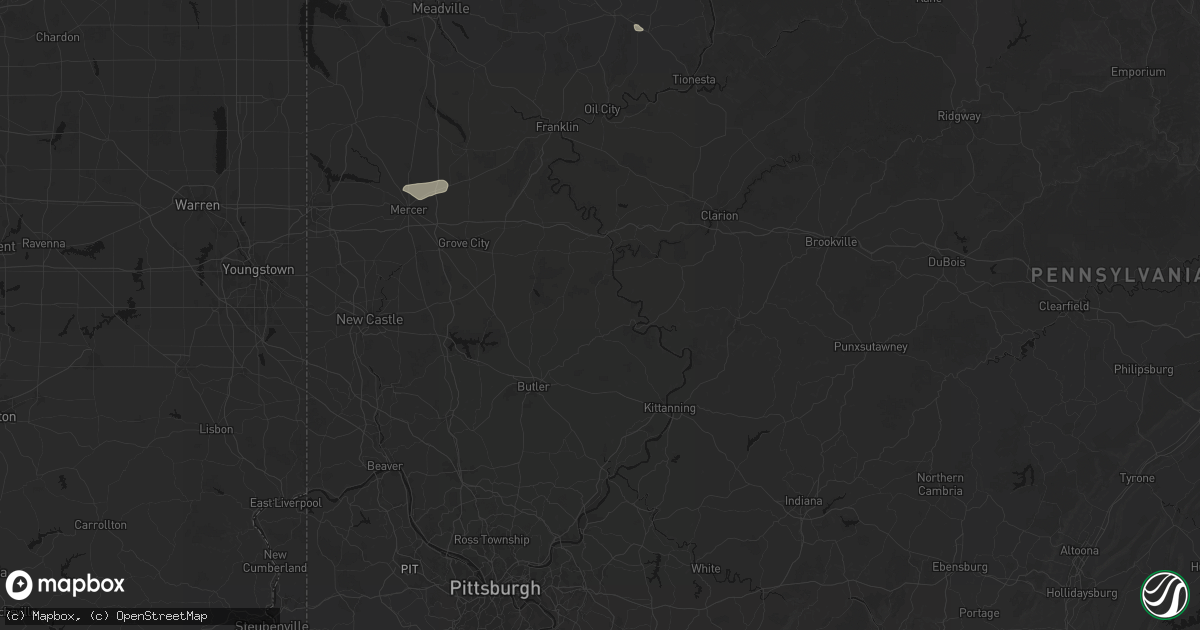 Hail map in Karns City, PA on July 3, 2026