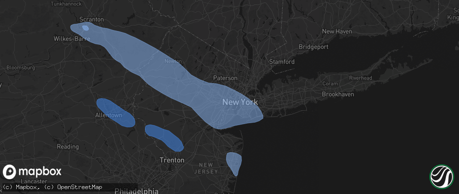 Hail map in Kearny, NJ on July 3, 2026