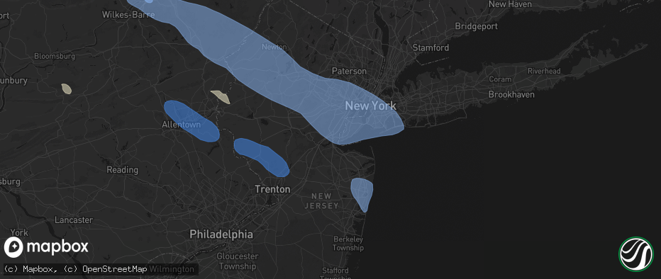 Hail map in Keasbey, NJ on July 3, 2026