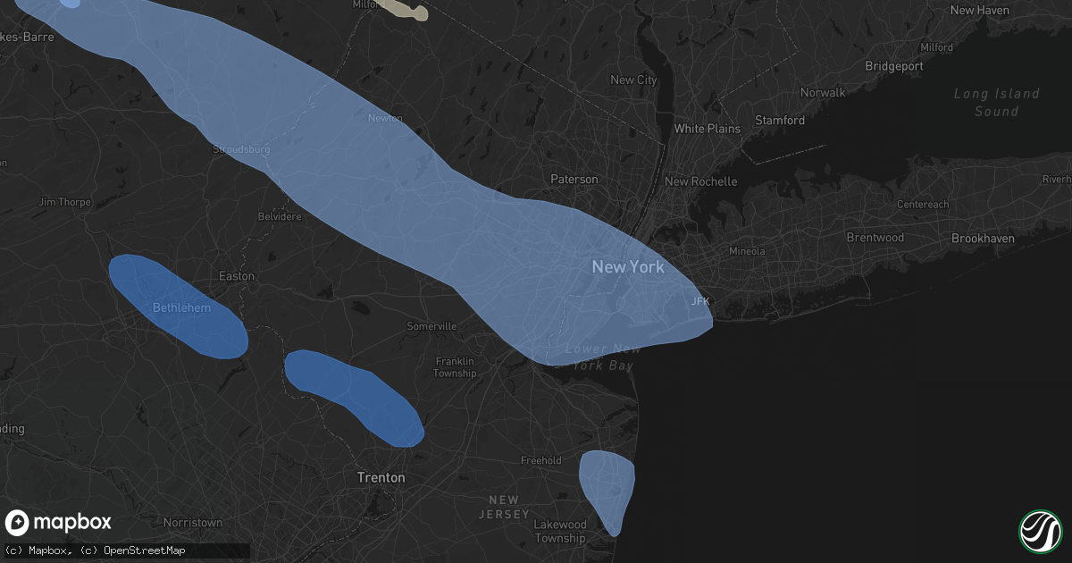 Hail map in Kenilworth, NJ on July 3, 2026
