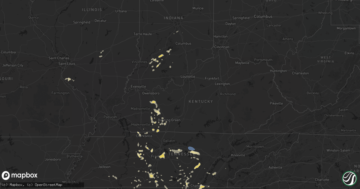 Hail map in Kentucky on July 3, 2026