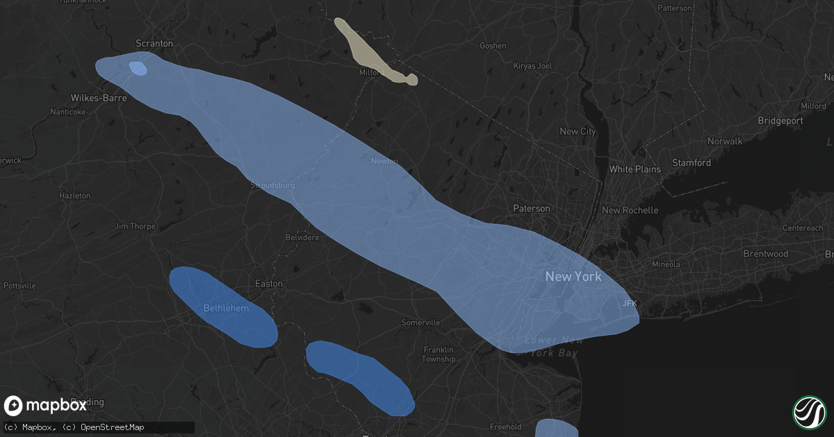 Hail map in Kenvil, NJ on July 3, 2026