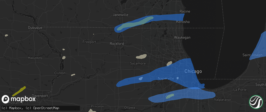 Hail map in Kingston, IL on July 3, 2026