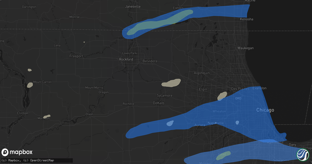 Hail map in Kingston, IL on July 3, 2026