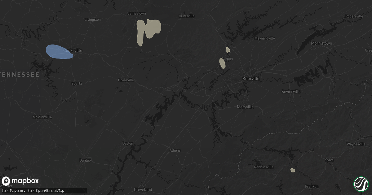 Hail map in Kingston, TN on July 3, 2026