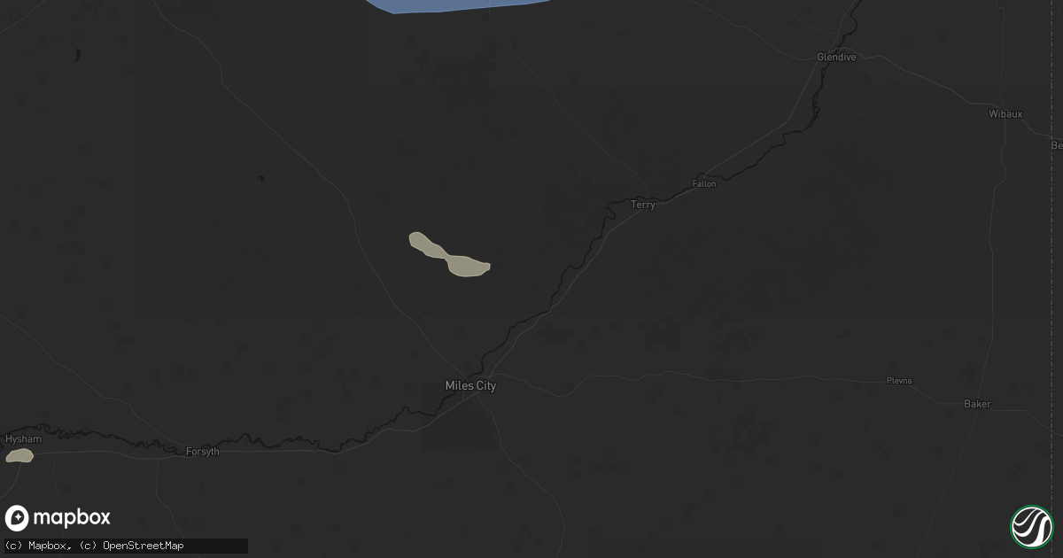Hail map in Kinsey, MT on July 3, 2026