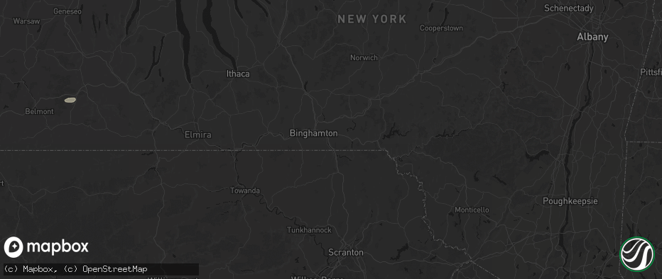 Hail map in Kirkwood, NY on July 3, 2026