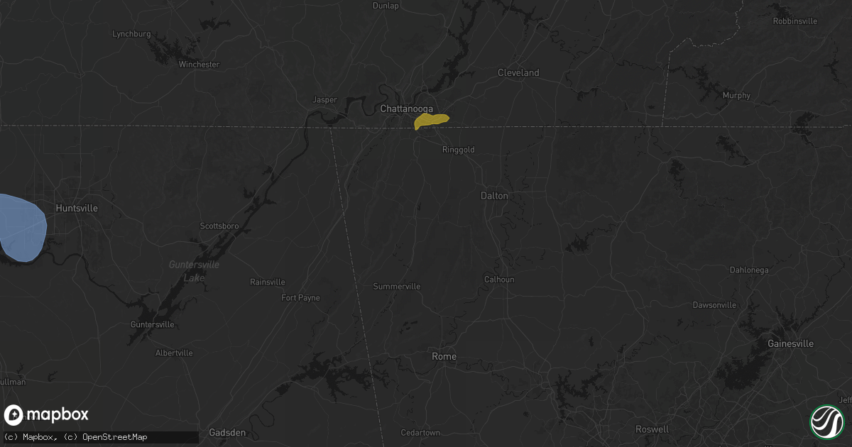 Hail map in La Fayette, GA on July 3, 2026