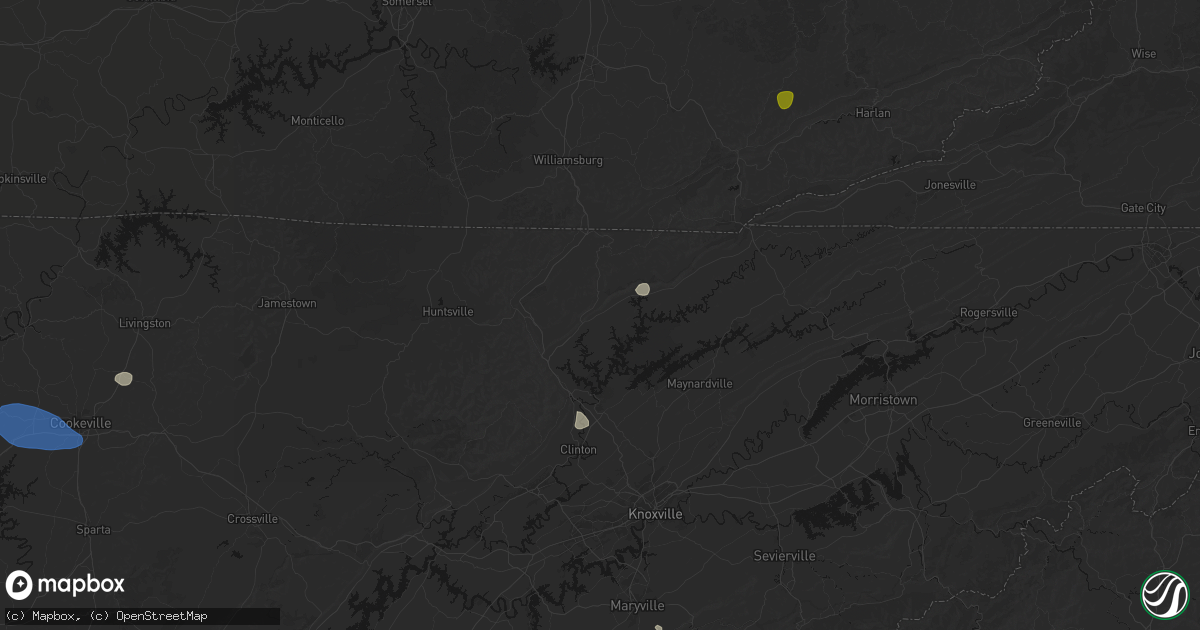 Hail map in La Follette, TN on July 3, 2026