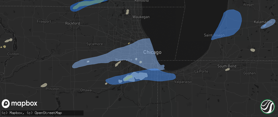 Hail map in La Grange, IL on July 3, 2026