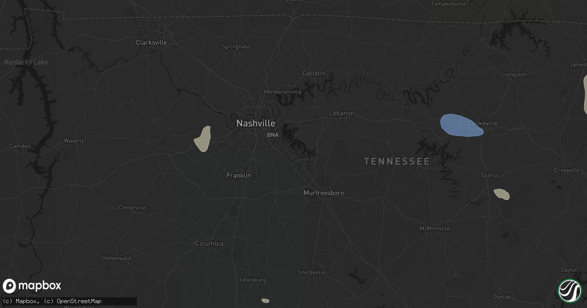 Hail map in La Vergne, TN on July 3, 2026