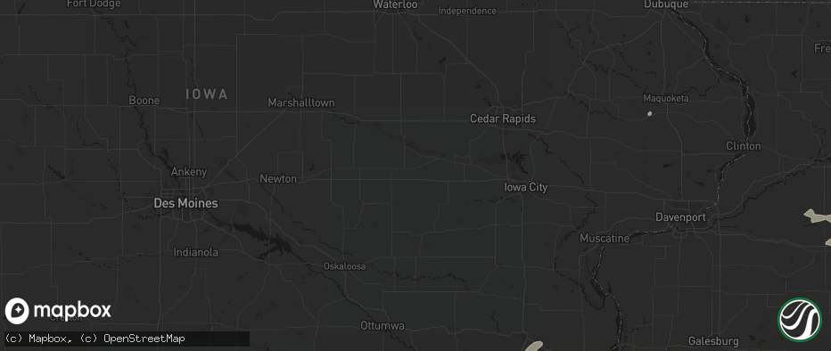 Hail map in Ladora, IA on July 3, 2026