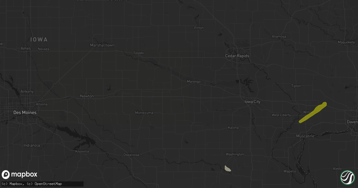 Hail map in Ladora, IA on July 3, 2026
