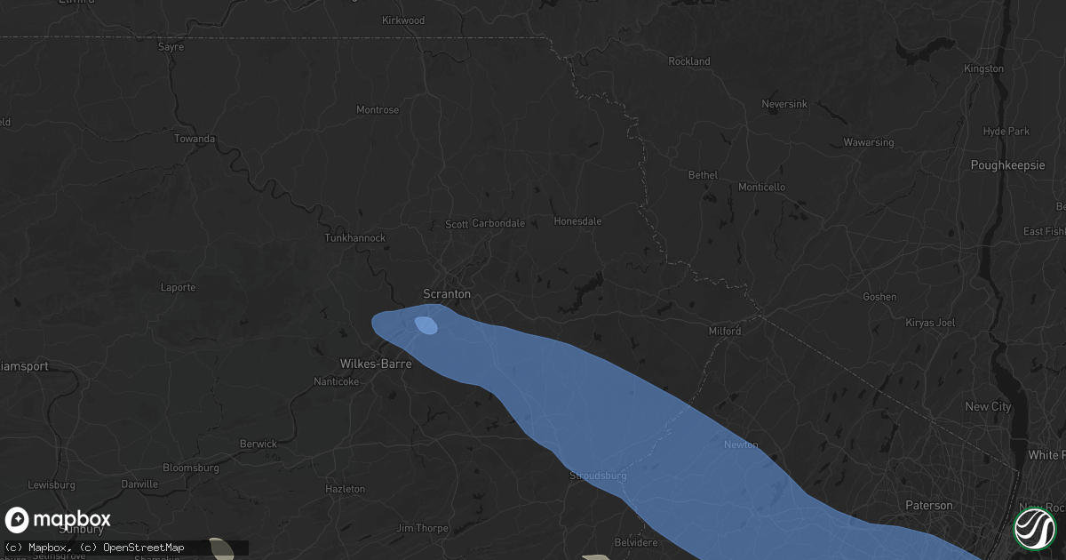 Hail map in Lake Ariel, PA on July 3, 2026