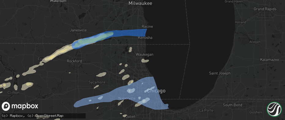 Hail map in Lake Bluff, IL on July 3, 2026